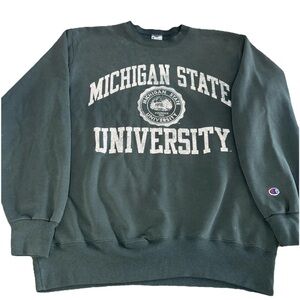 Vintage 90s Champion Michigan State Spartans Green Crewneck USA 50-50